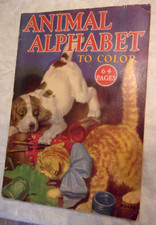 ANIMAL ALPHABET To Color, Large Coloring Book 1935 Merrill Publishing, Uncolored