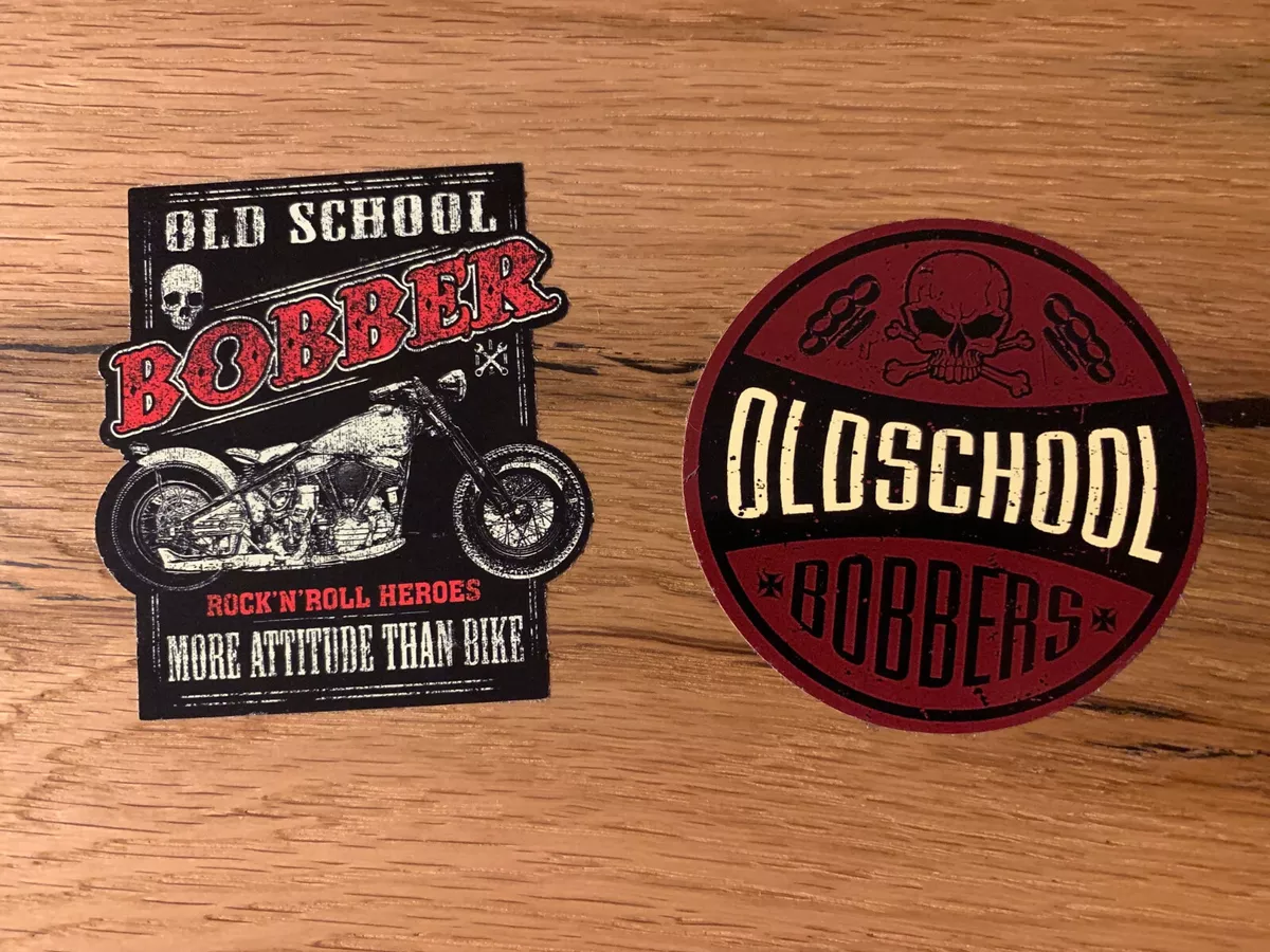 2x Bobber Aufkleber Sticker Motorrad Oldschool Vintage Skull Biker