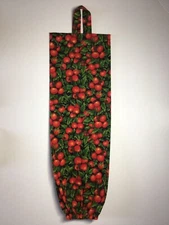 Handmade, Fabric, Plastic Grocery Bag Holder/Dispenser, Tomatoes and Leaves