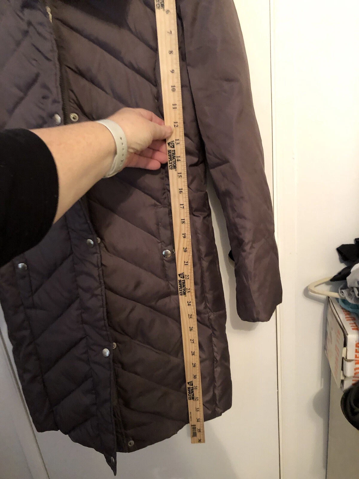 Giacca donna Michael Kors grigia lunga nylon piumino waterfowl piuma cappuccio zip S