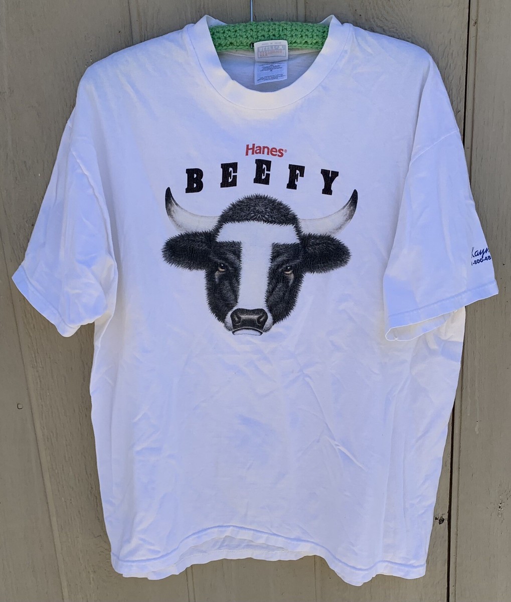 vintage Hanes BEEFY T t-shirt cow bull steer graphics adult XL (46