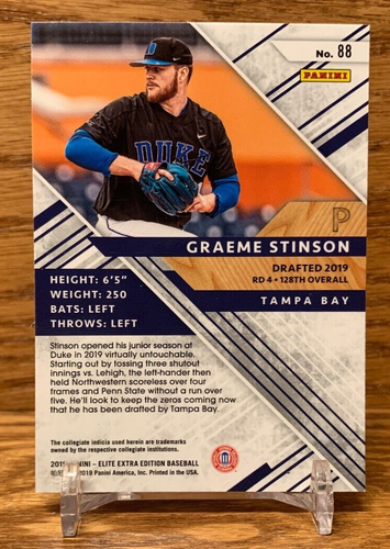 GRAEME STINSON Optichrome | 2019 Panini Elite Extra Prospect RAYS #88 - Picture 2 of 2