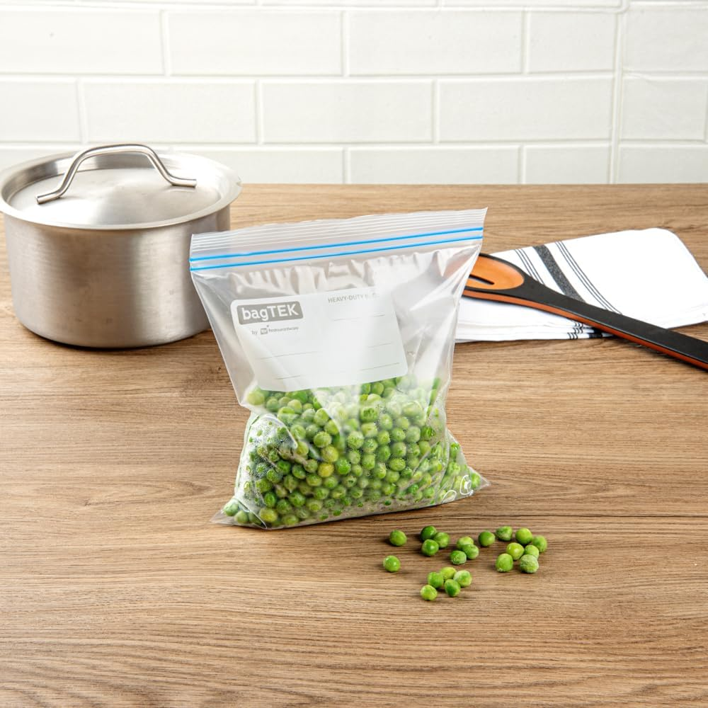 Bag Tek 1 Quart Freezer Zip Bags, 25 Disposable Zipper Pouch Bags
