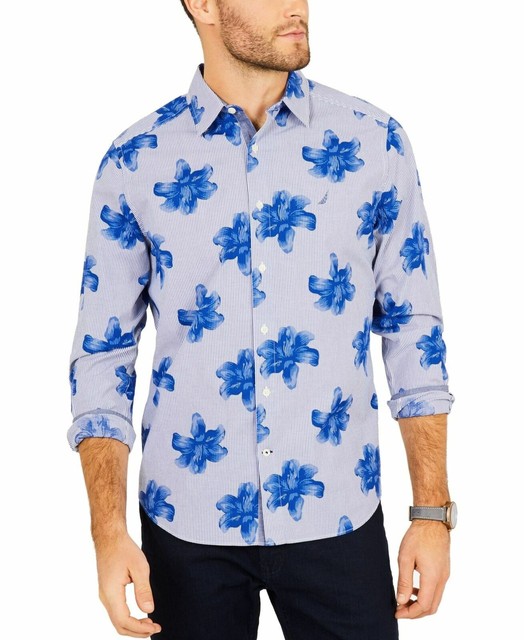 Nautica Mens Long Sleeve Stripe Floral 
