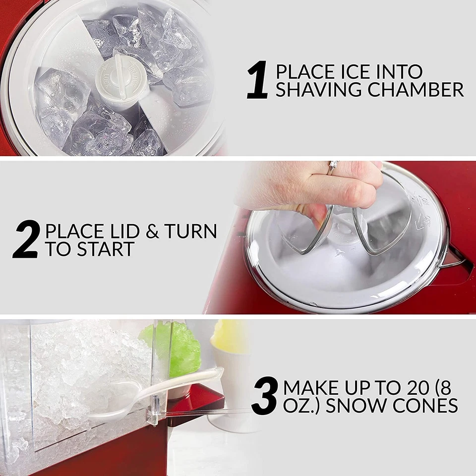 Máquina para hacer cono de nieve afeitado hielo Slushie limonadas congeladas cubitos de hielo cuchara niño Foto 3 de 4