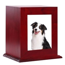 BRKURLEG Wooden Pet Urn for Ashes - Dog Cat Cremation Keepsake Box Photo