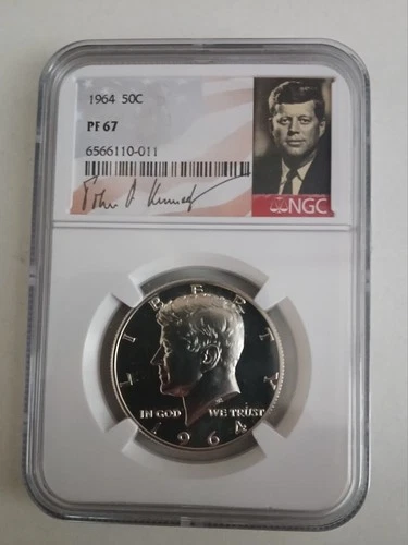 1964 Kennedy PROOF Silver Half Dollar NGC PF 67 with Signature - U889