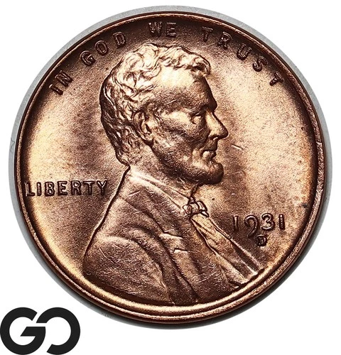 1931-D Lincoln Cent Wheat Penny, Lustrous Gem BU++