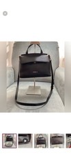 Furla Black Satchel Top Handle Bag Gold Hardware Adjustable Detachable Strap
