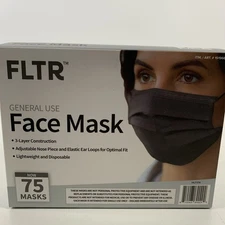 FLTR General Use Disposable Face Mask Black 75 Count