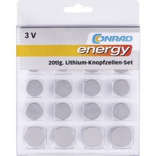 Conrad energy 650675 Button Battery Kit Each 2x CR1025, CR1620, CR1632, CR2