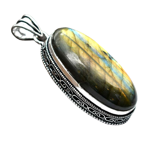 Pendente In Pietra Labradorite Etnico Fatto A Mano Gioielli 2.75" P 4685
