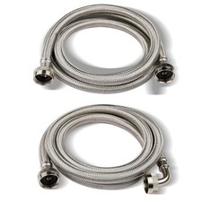 2 Pack 4 Ft Washing Machine Hose 3/4 inch FHT Stainless Steel with Elbow