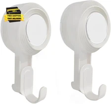 2 Pack Heavy Duty Bathroom Wall Vacuum Suction Cup Hooks, Load Capacity of 11 Po