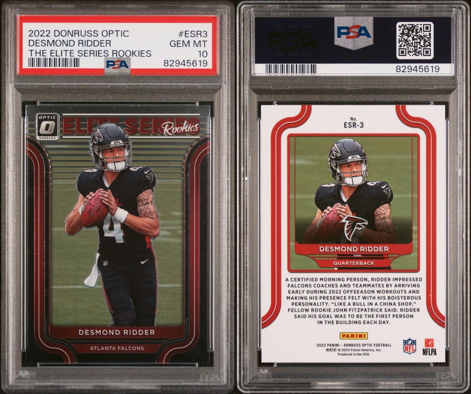 DESMOND RIDDER 2022 Donruss Optic Elite Series ROOKIES #3 PSA GEM MT 10 FALCONS
