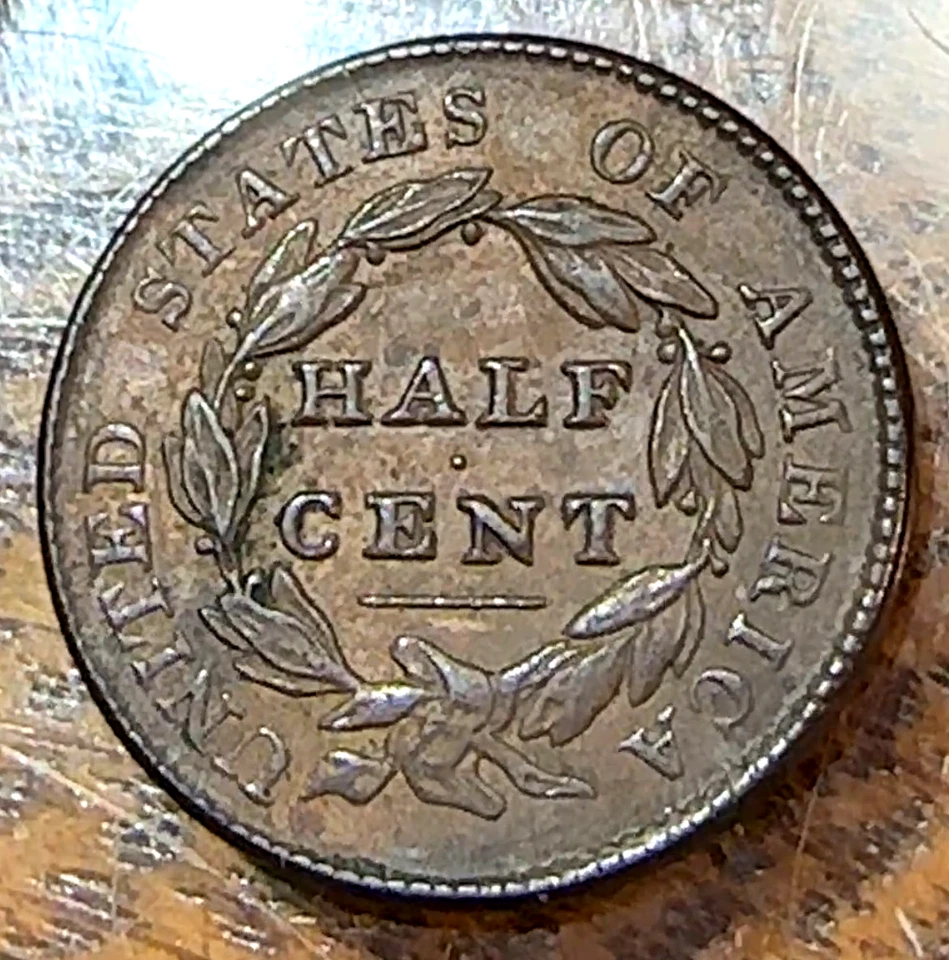 1828 Half Cent Super Original Very Choice AU w/Choice Surfaces CHRC - Image 2 of 2