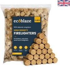 200 High Density Firelighters - Eco-Friendly - Wood Wool Fire Starters - Natu... 0.08 per lighter