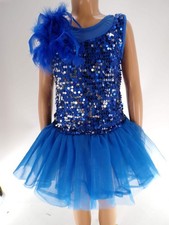 Dance Costume Medium Child Blue Wish Come True D8409 Jazz Sequins