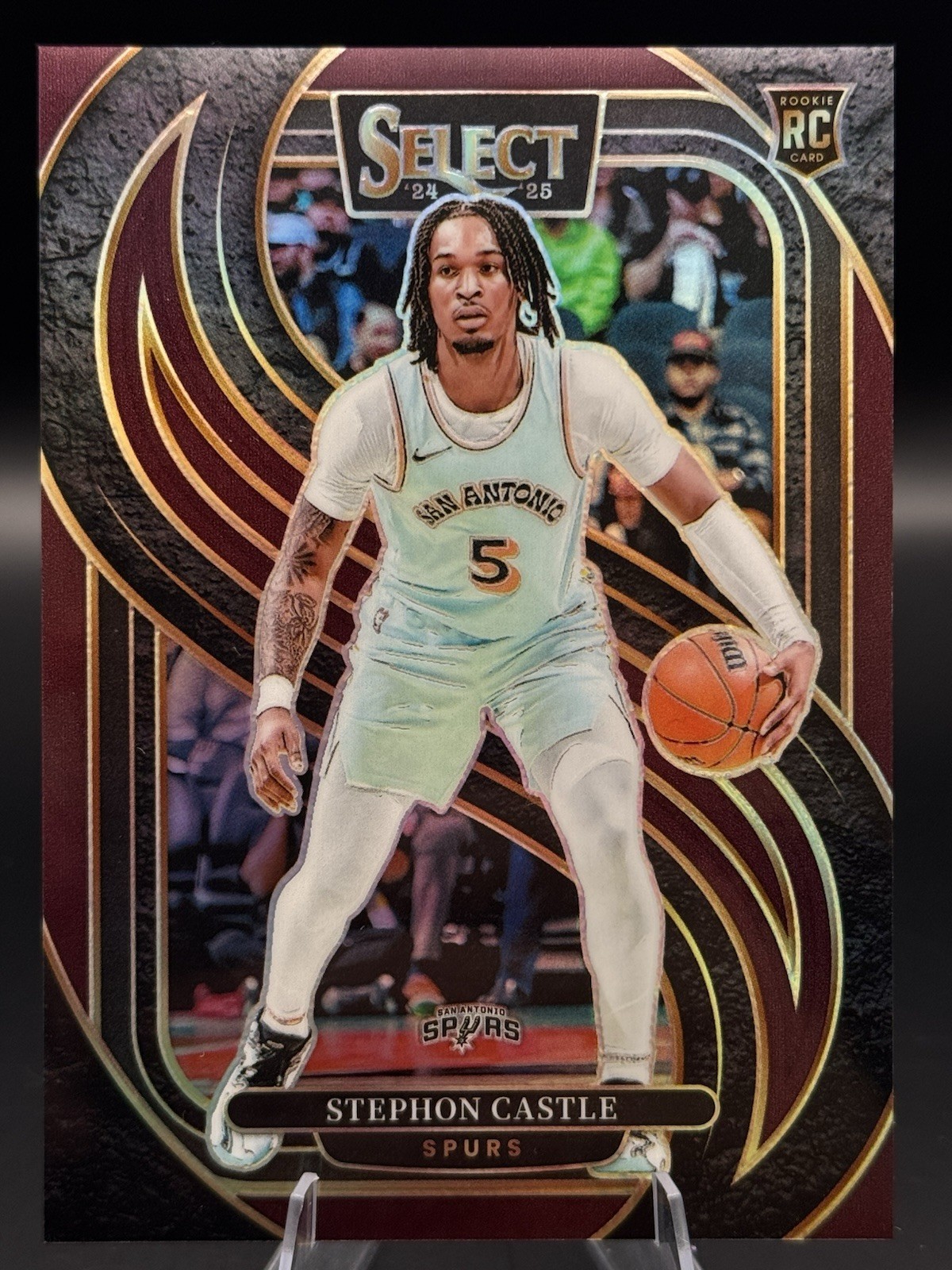 2024-25 Panini Select Stephon Castle Rookie Maroon #/175 Premier Level Spurs RC