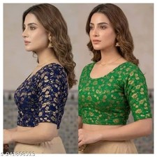 2 Stretchable Blouse For Women Crop Top Saree Choli Readymade Blouse Floral