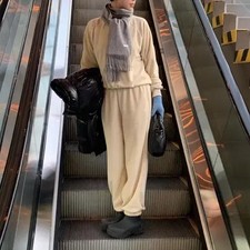 Beige Bubble Augst Sweatsuit Set