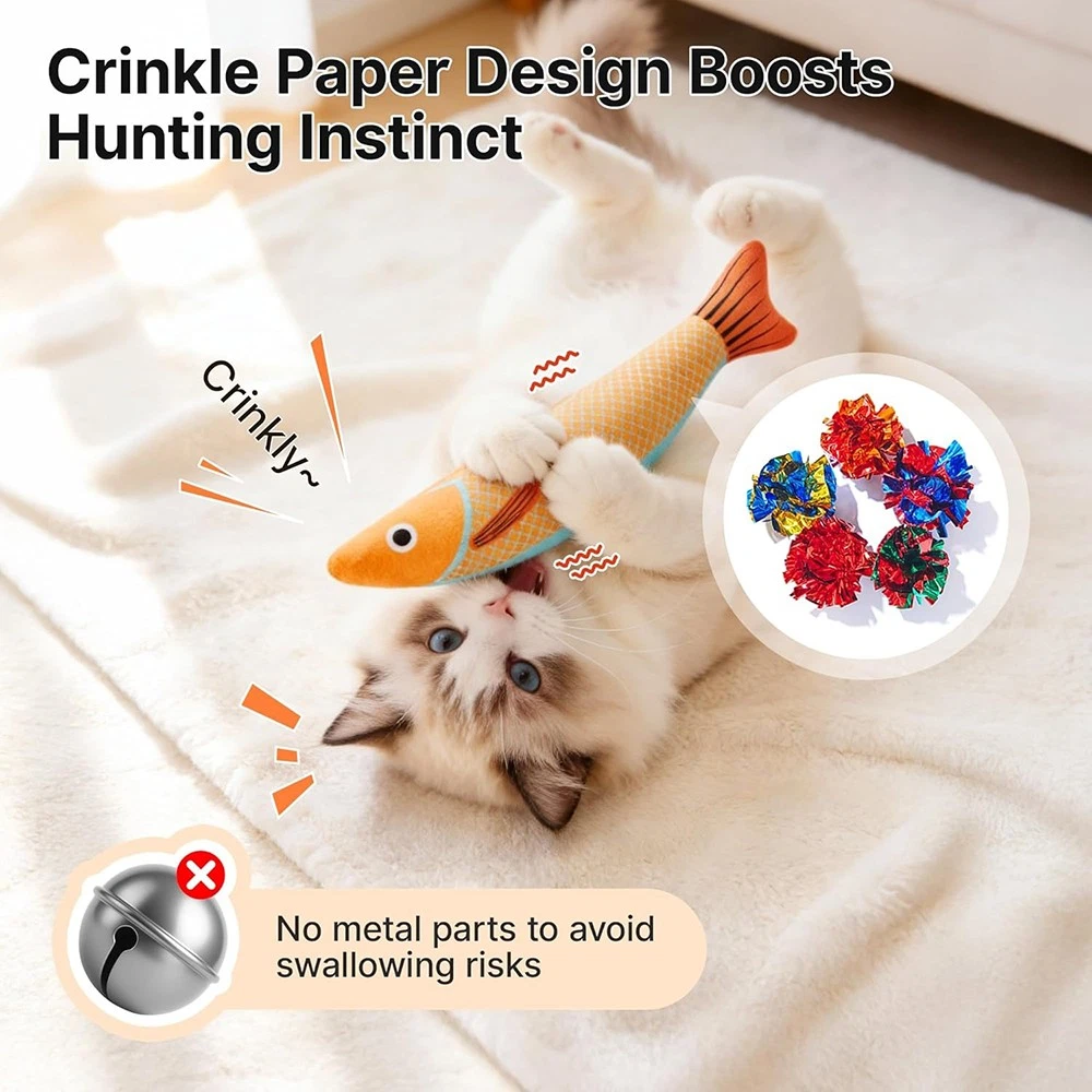 Lightweight Interactive Fun Cute Bite-Resistant Flexible Saury Fish Cat Toy Pack