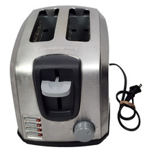 Black and Decker Brushed Stainless Steel 2 slice Toaster T2707S Wide Slot Bagel