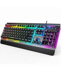 TECKNET RGB Wired Gaming Keyboard Customizable Backlight Multimedia Keys USB PC