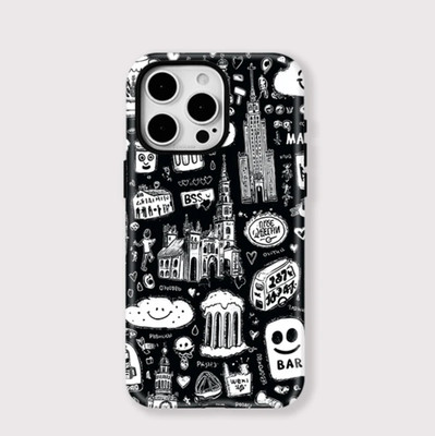Black Skull Gothic Art Design iPhone 17 16 15 14 13 12 11 Pro Max Hülle