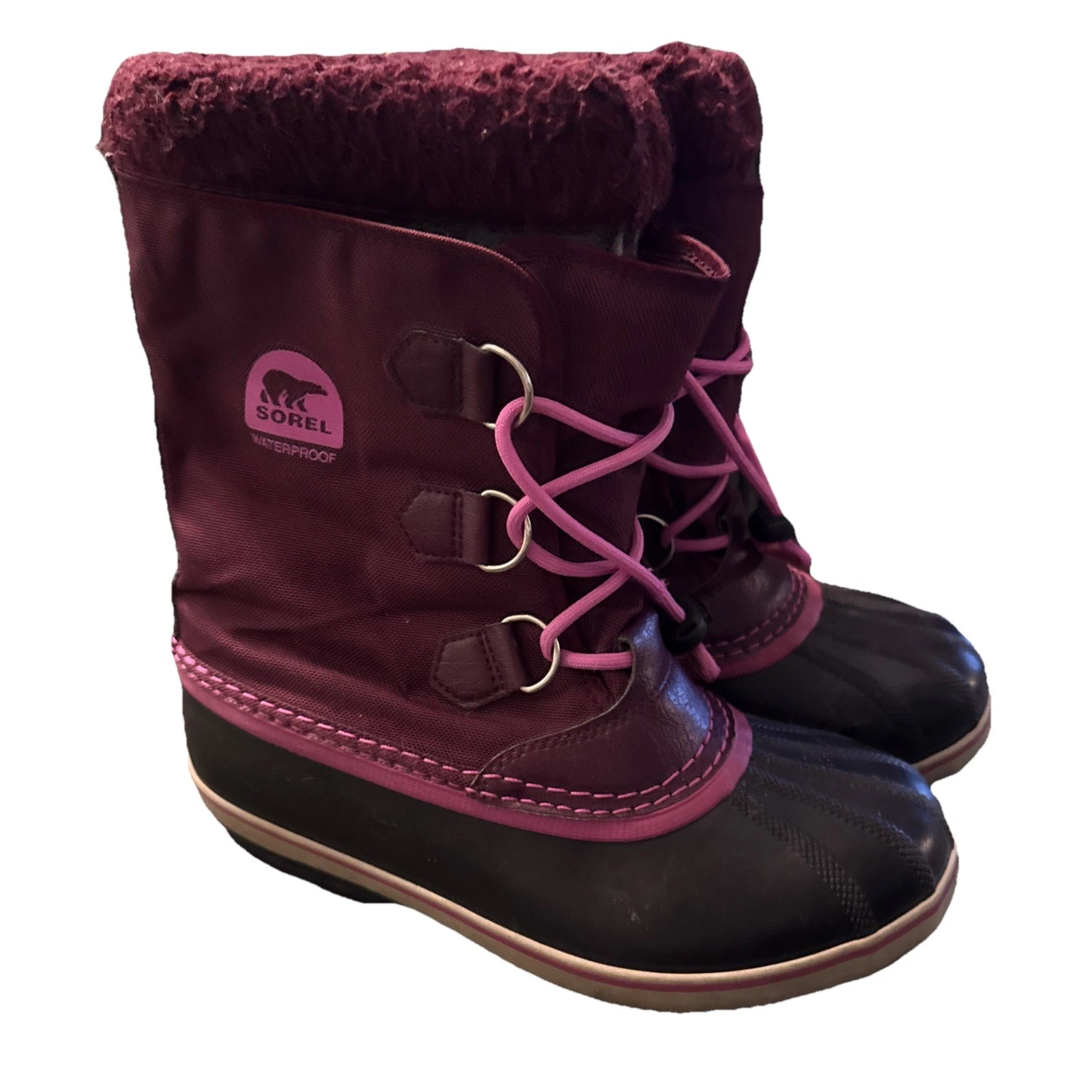 Sorel Womens Purple Waterproof Insulated Lace Up Ankle Snow Winter Boots 6