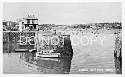 RPPC 1953 Postkarte Falmouth Cornwall Küstenszene Custom House Kai