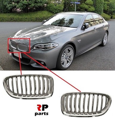 Für BMW 5er Serie F10 F11 14-16 Frontstoßstange Nierengrill Chrom/Titan Paar Set