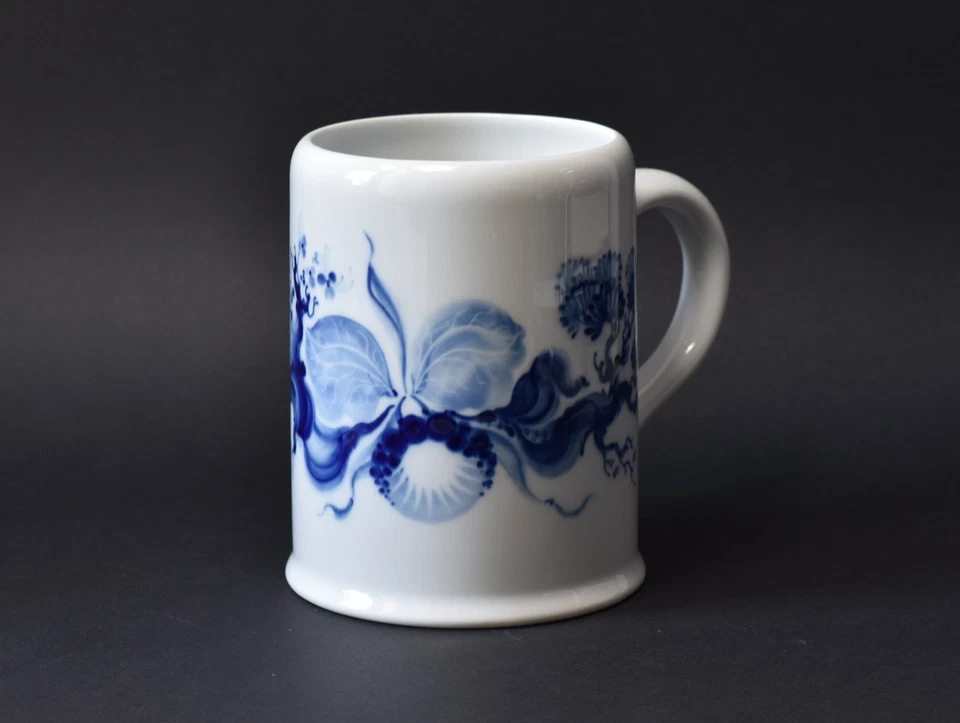 Meissen Porzellan Krug Bierkrug Humpen Blaue Orchidee auf Ast handgemalt - Bild 2 von 4