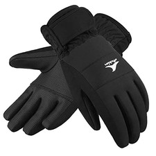 Kids Ski Gloves, Waterproof Winter Snow Snowboard XL 11-12 Years Black
