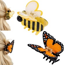 2pcs Funny Bee Claw Clips, Pretty 1 Count Pack of 2 , and Butterfly