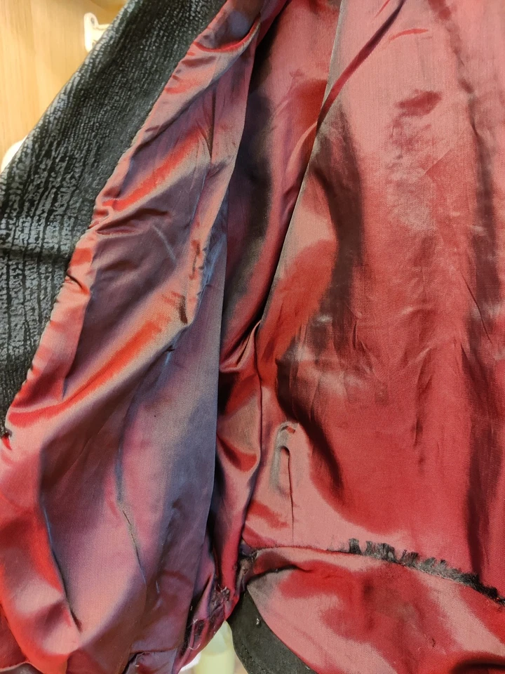 VINTAGE BERMANS LARGE BLACK COAT JACKET LEATHER 80'S CROPPED POPPER UK 14 - Image 4 of 4