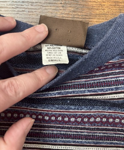 Vintage CHAMS Striped Blue and Purple T Shirt Size Youth Small Made in USA - Picture 5 of 5