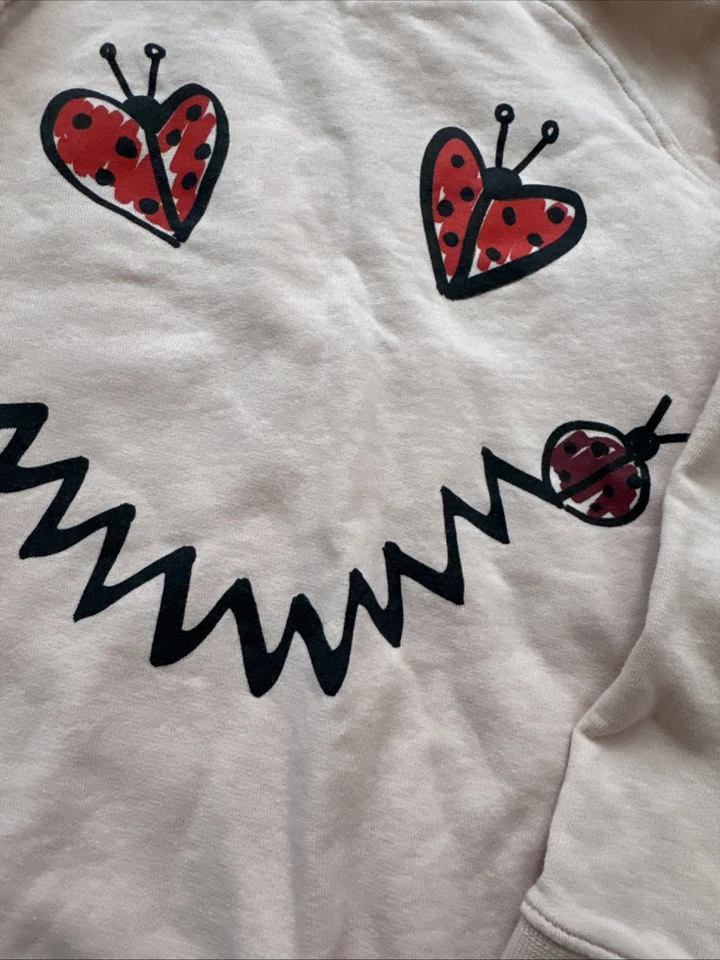 Stella McCartney Kids Girls Cotton Ladybug Pullover Sweatshirt Pink Size 8,cream - Image 3 of 4
