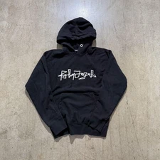 Palm Angels Hoodie Mens Medium Black Graffiti Logo Embroidered Pullover Fleece