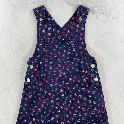 Vintage Y2K OshKosh B'gosh Trägerkleid Kinder 6 Jahre blau Blumen Latzhose