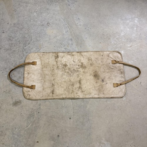 Heavy Duty Canvas Leather Handle Tote Firewood Holder 42x17 Outdoor Beige