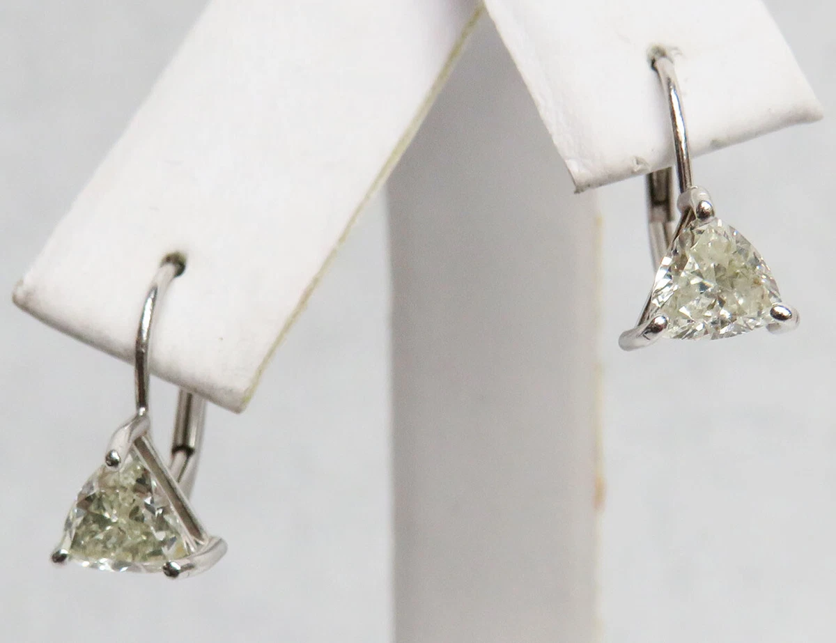 14K WHITE GOLD 1ct TRILLION DIAMOND EARRINGS eBay