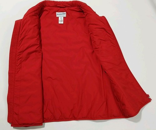 Pendleton Acolchado Abajo Mezcla Chaleco Chaqueta Extraíble Imitación Piel Cuello Med Rojo - Imagen 7 de 9