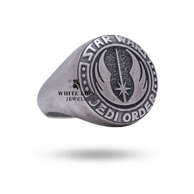 Star Wars Jedi Order Wings Space Epic 925 Silver Oxidized Men Biker Ring Gift