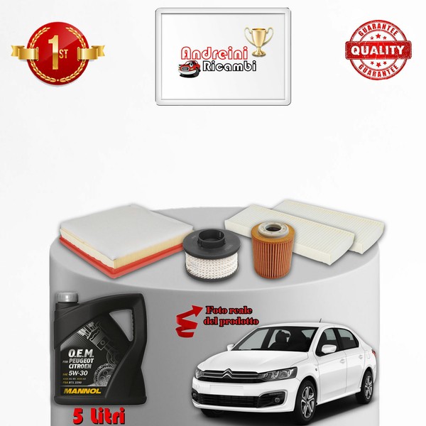 Wartungsset 4 Filter Und ÖL Citroen C-Elysee 1.5 HDI 74KW 101PS Ab 2018-image