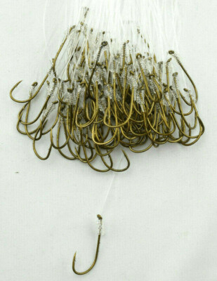 Last Cast Tackle 2/0 Bait Holder Snelled Fishing Hook W/ 12'' Leader - 100pcs