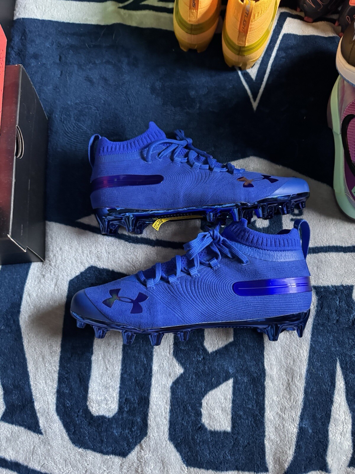 Under Armour Spotlight MC Blue Suede Football Cleats Men's Size 9 3022816-600  