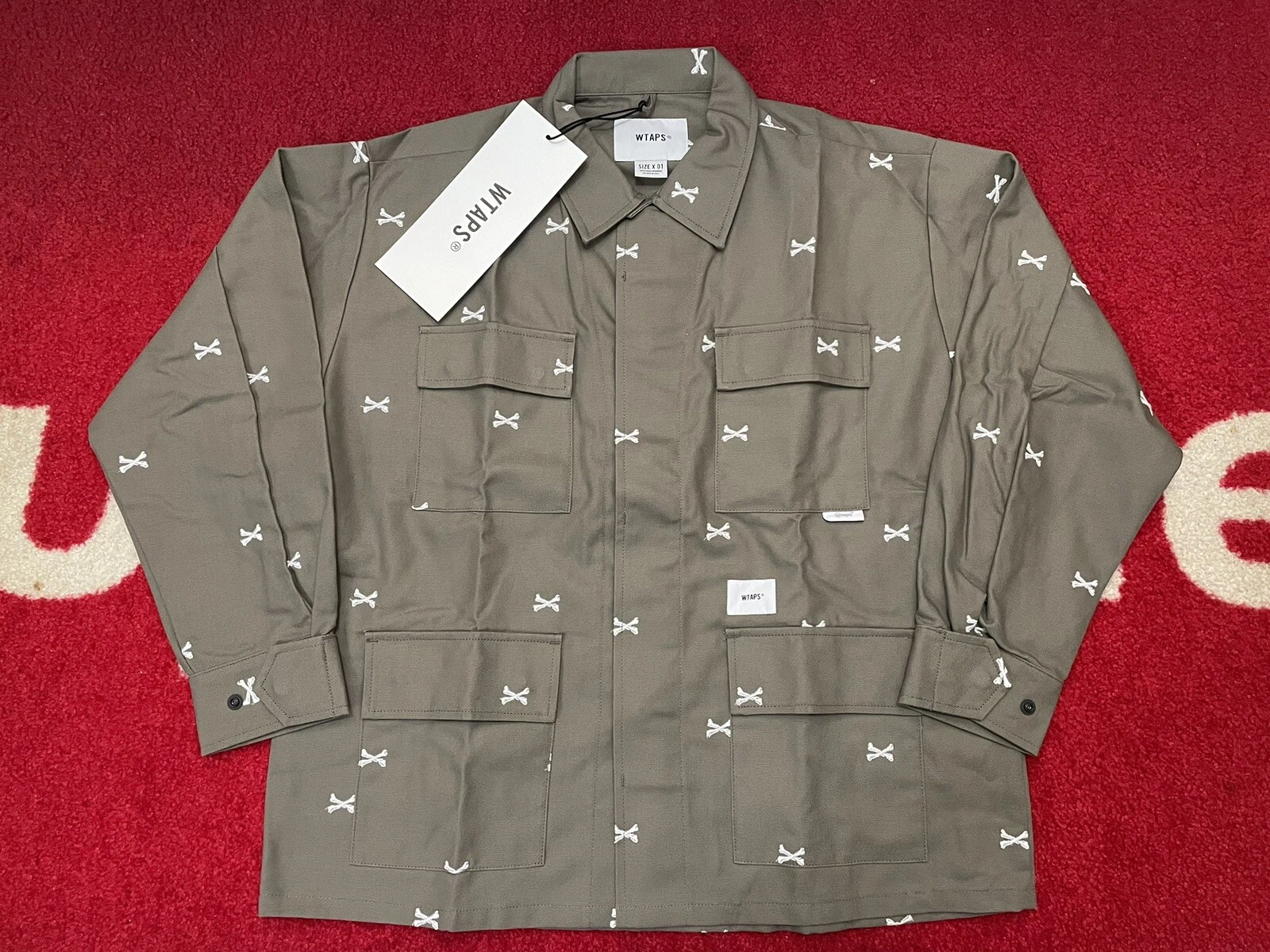 *VENTE* WTAPS CROSSBONES JUNGLE 01 CHEMISE BOÎTE SUPRÊME LOGO TEE BEIGE EMB 1 S PETIT