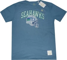 Seattle Seahawks Throwback Helmet Retro Sport Slim Fit Blue T Shirt New tag XL