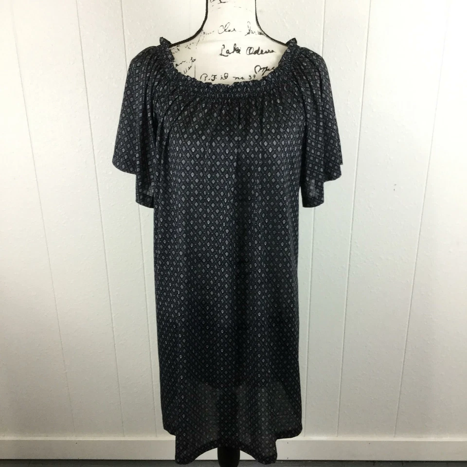 "NUEVO" H&M Conscious Volantes Estampado Gris Vestido de Noche Prendas para Dormir Para Mujer Talla S Foto 3 de 4